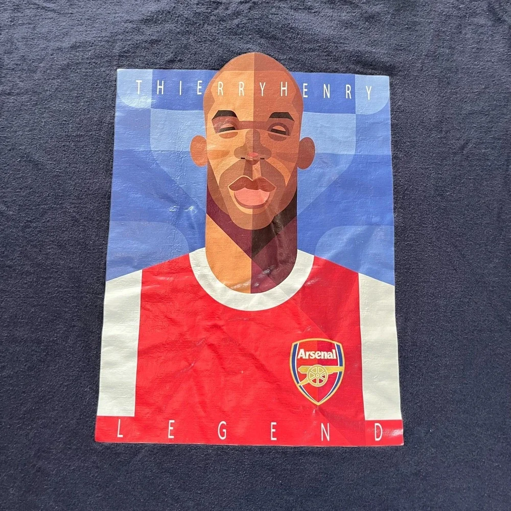 AFC Custom Thierry Henry Legend Arsenal Soccer T-Shirt Men's‎ Medium Navy Blue